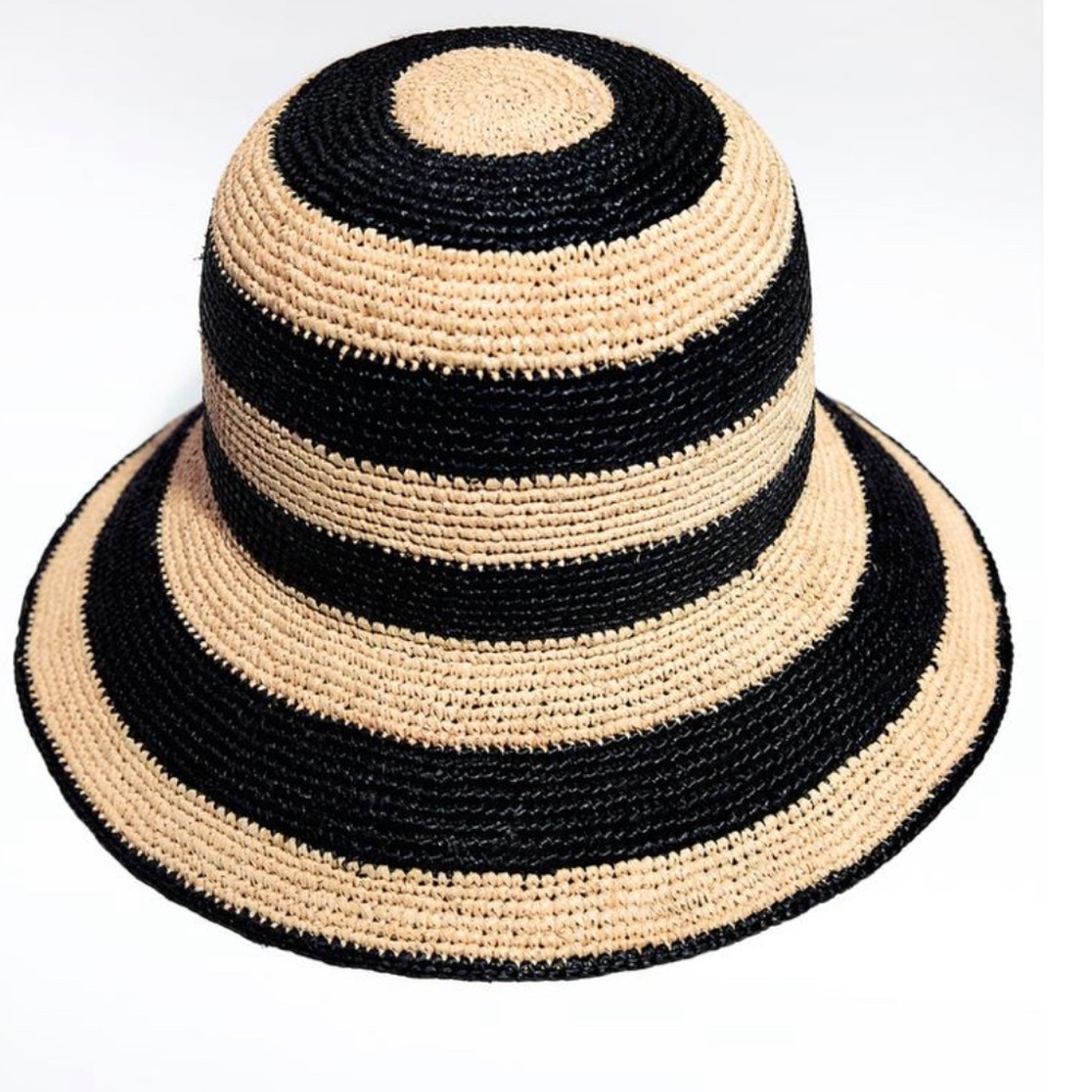 STRIPED RAFFIA HAT bucket hat